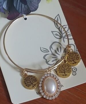 Gold Tree of Life Bangle Bracelet